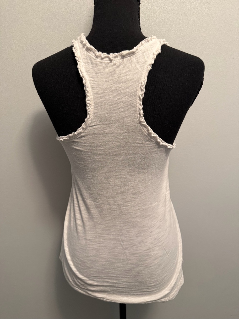 Women's White Ruffle-Edge Tank Top - Picture 3 of 4